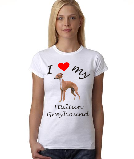 Dogs - I Heart My Italian Greyhound on Womans Shirt